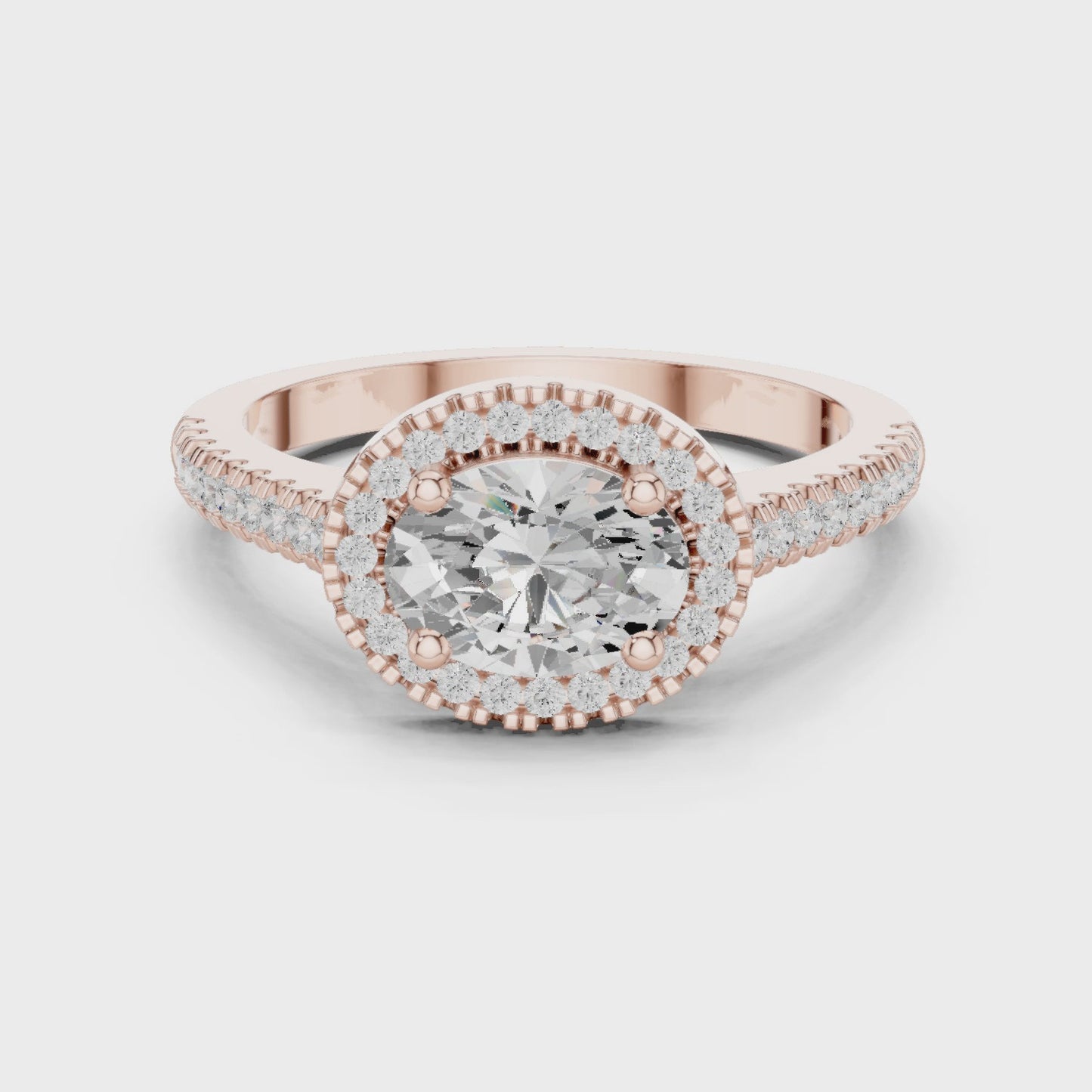 Halo Frame Oval Diamond Halo Engagement Ring