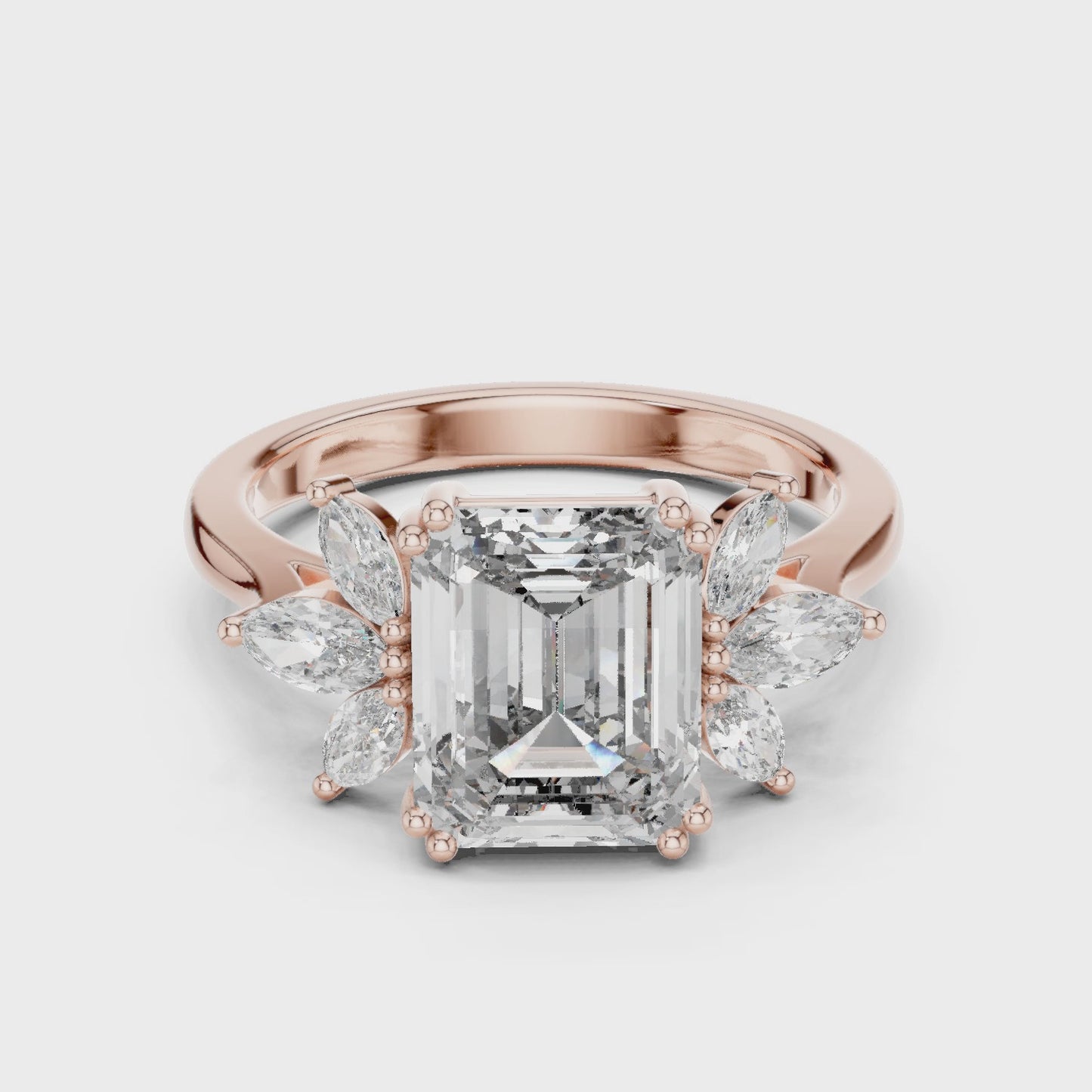 Seraphina Emerald Cut Floral Ring