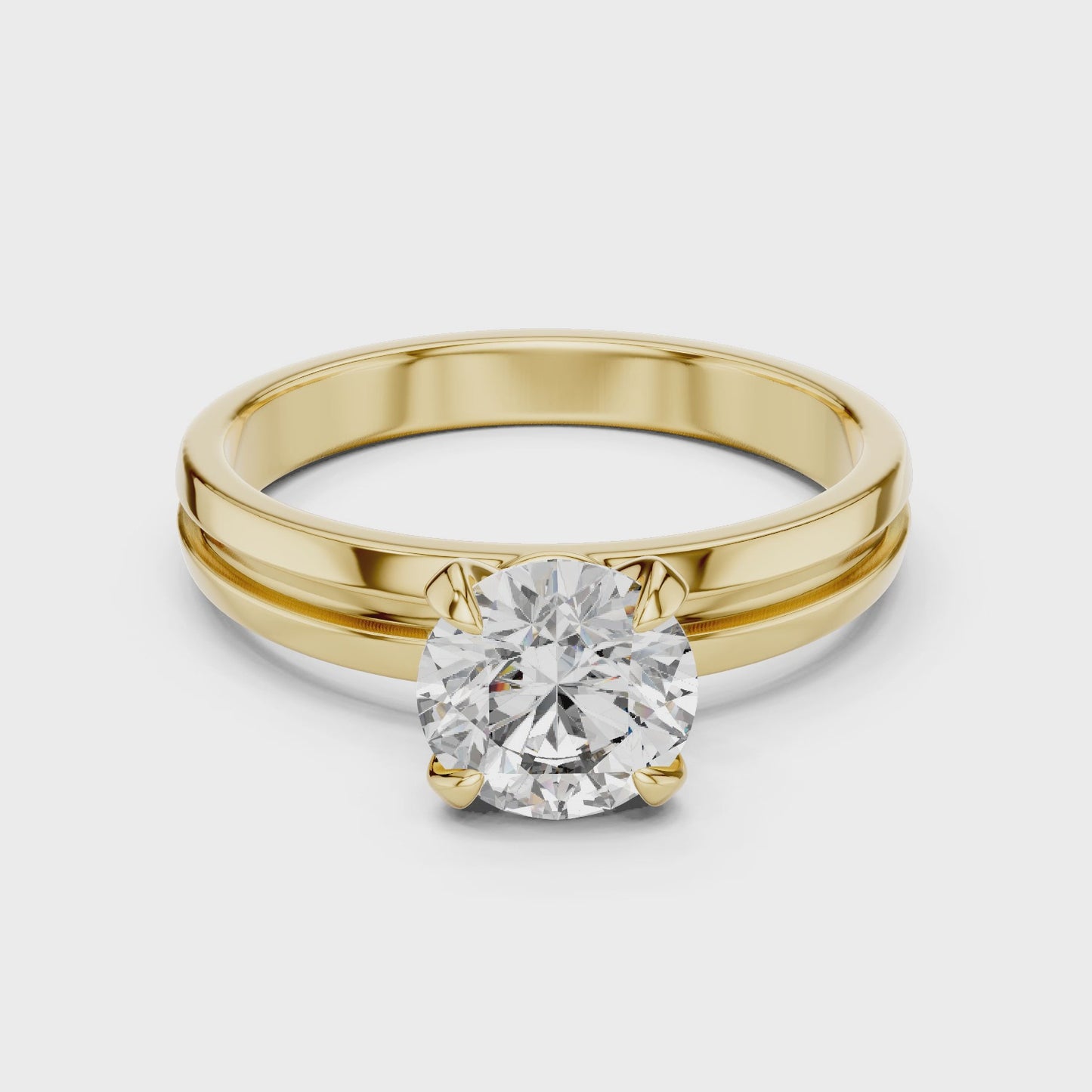 Dual Line Icon Round Solitaire Diamond Ring