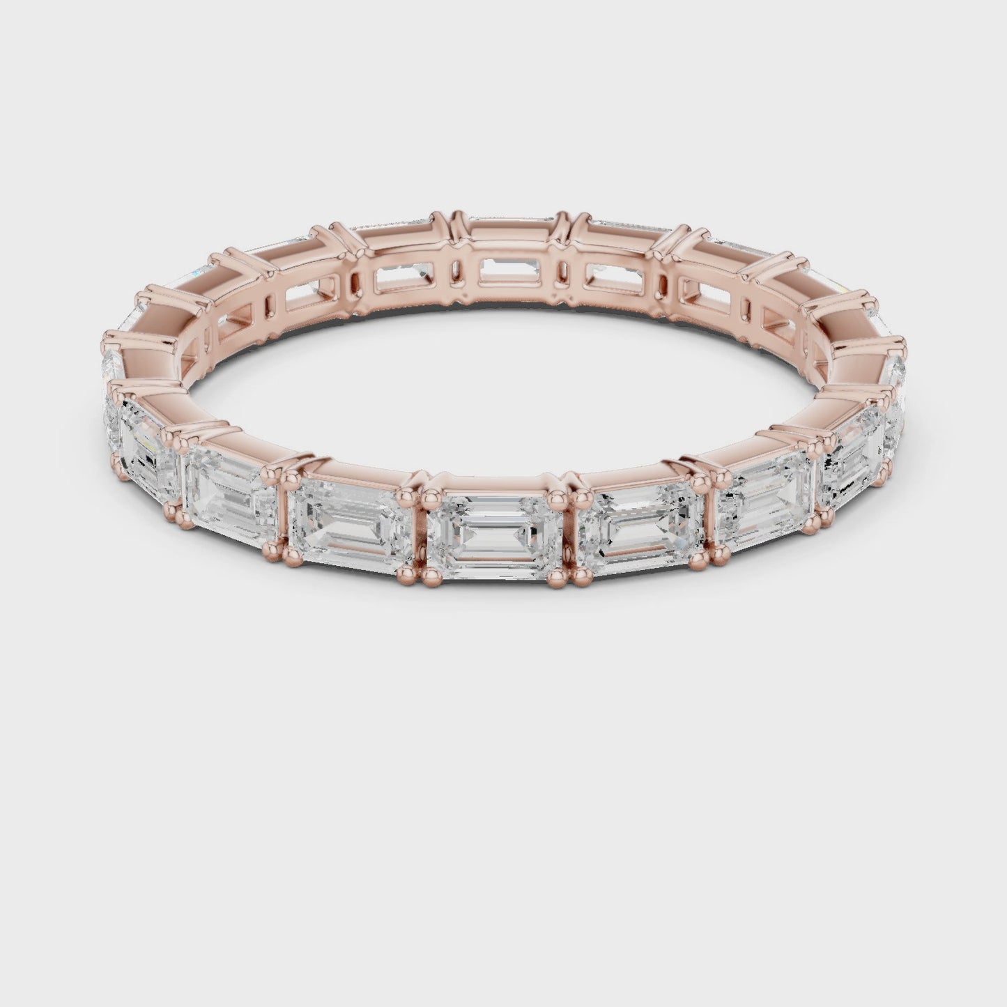 Linear Edge Emerald Cut Diamond Eternity Band Ring