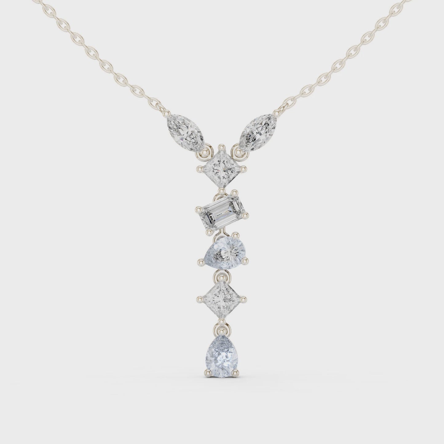 Modern Cascade Diamond Drop Pendant Necklace