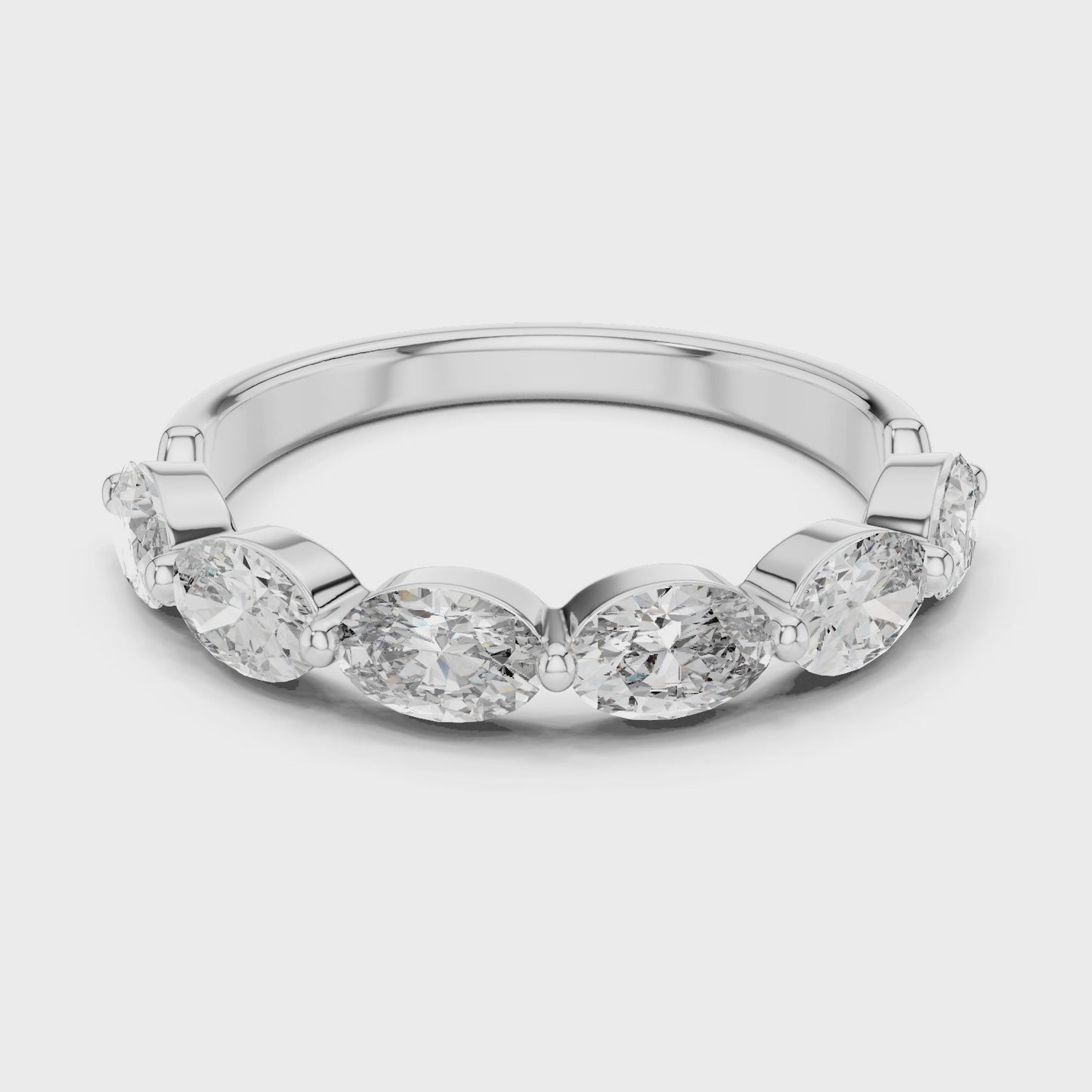 Elongated Edge Marquise Diamond Half Eternity Band Ring