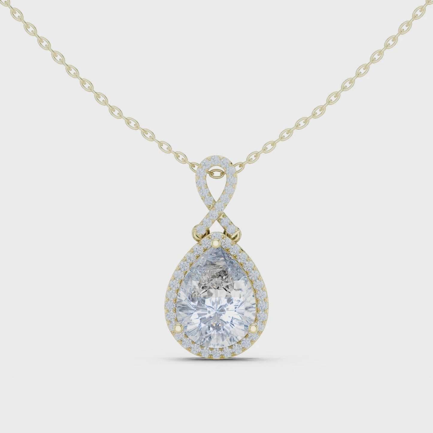 Grace Pear Diamond Halo Drop Pendant Necklace