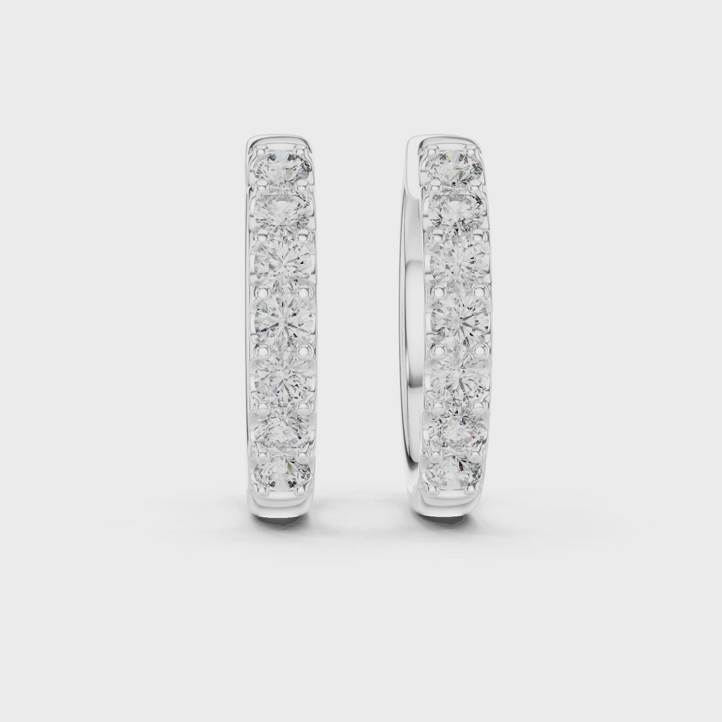 Luna Line Round Diamond Huggie Hoop Earrings