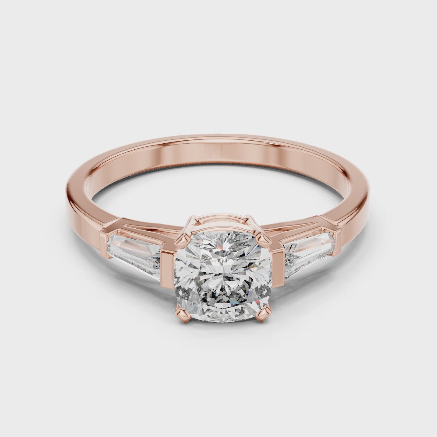 Auravue Cushion Diamond Three Stone Engagement Ring