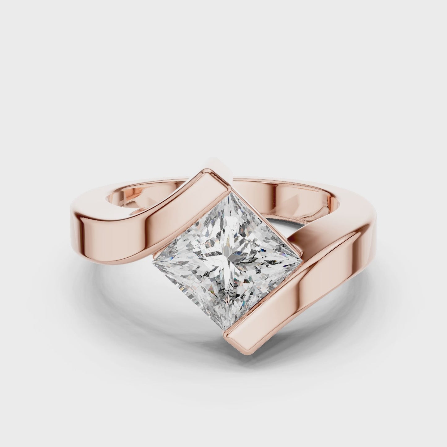 Flow Princess Cut Solitaire Bypass Engagement Ring