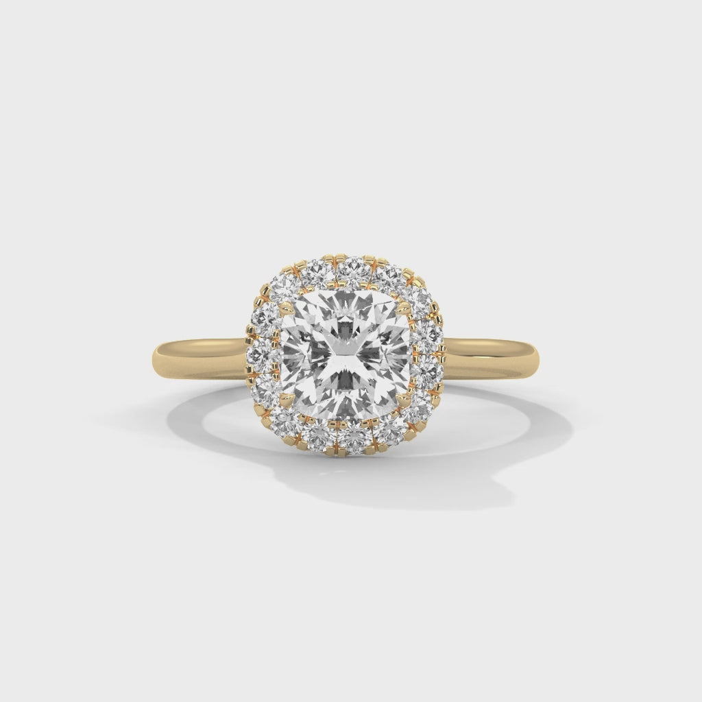 Lumina Cushion Halo Engagement Ring with Classic Solitaire Band