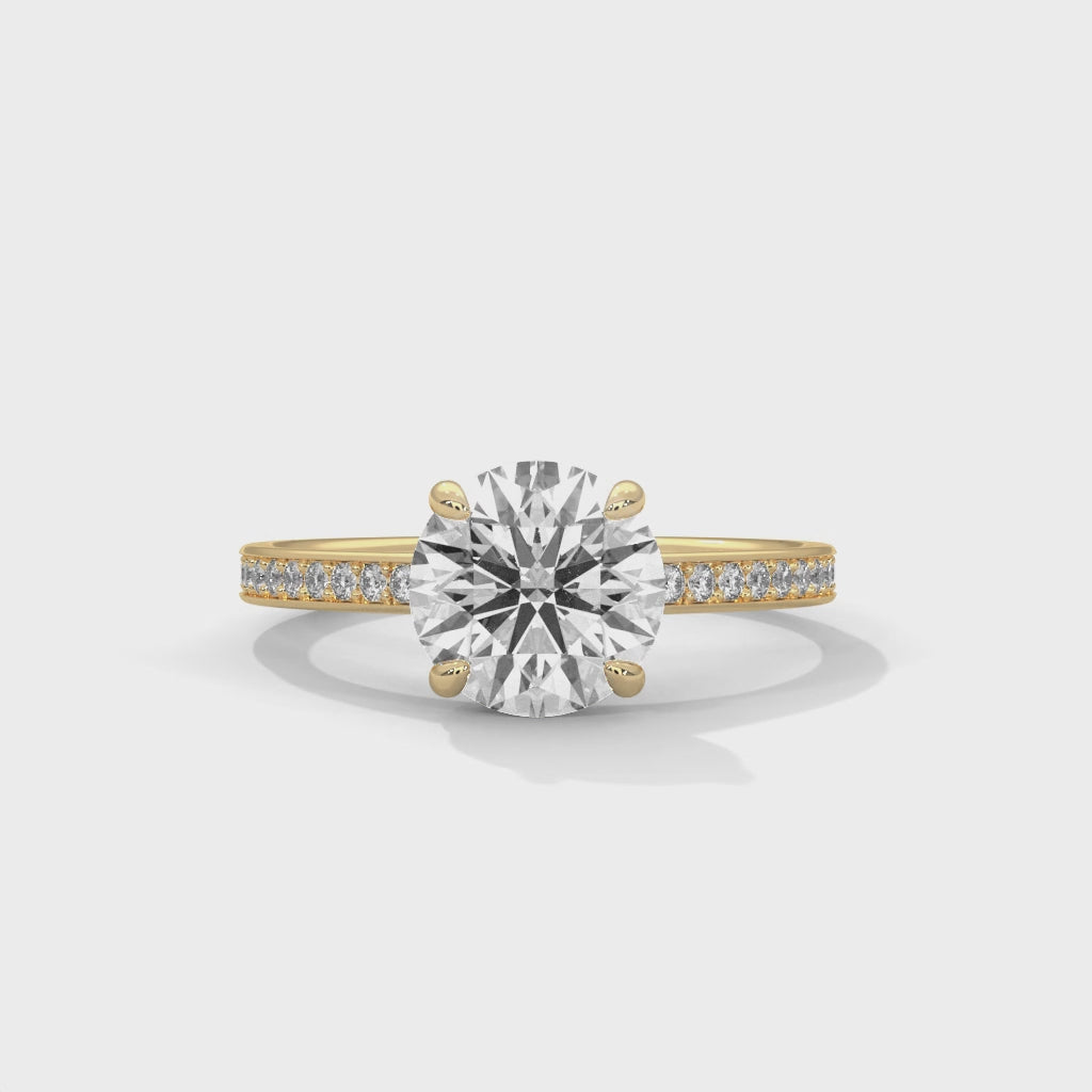 Everlight Round Cut Solitaire Engagement Ring with Pavé Band