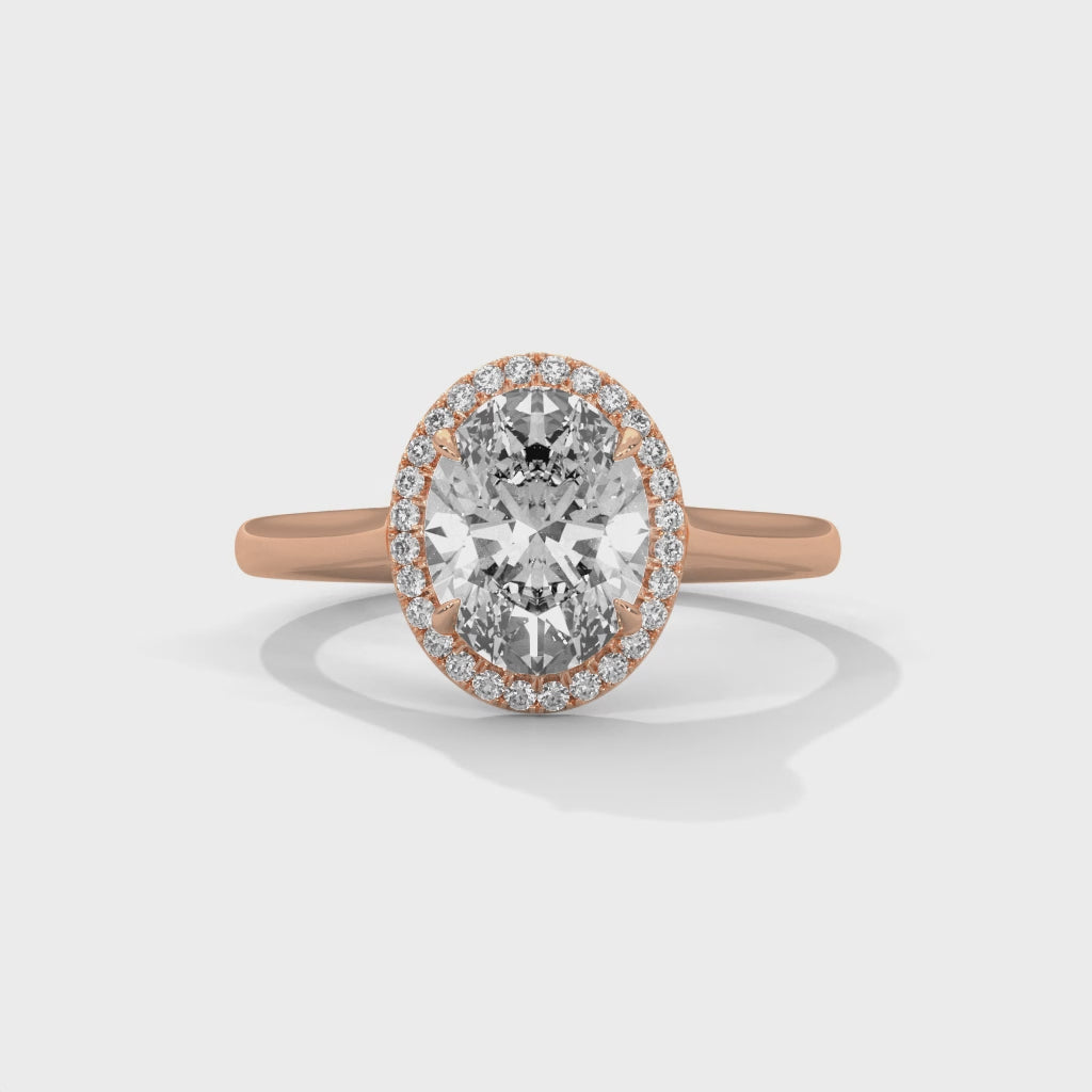 Luxury Oval Halo Engagement Ring with Hidden Halo Accent