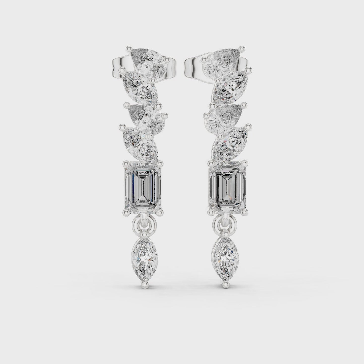 Cascade Emerald & Marquise Diamond Drop Earrings