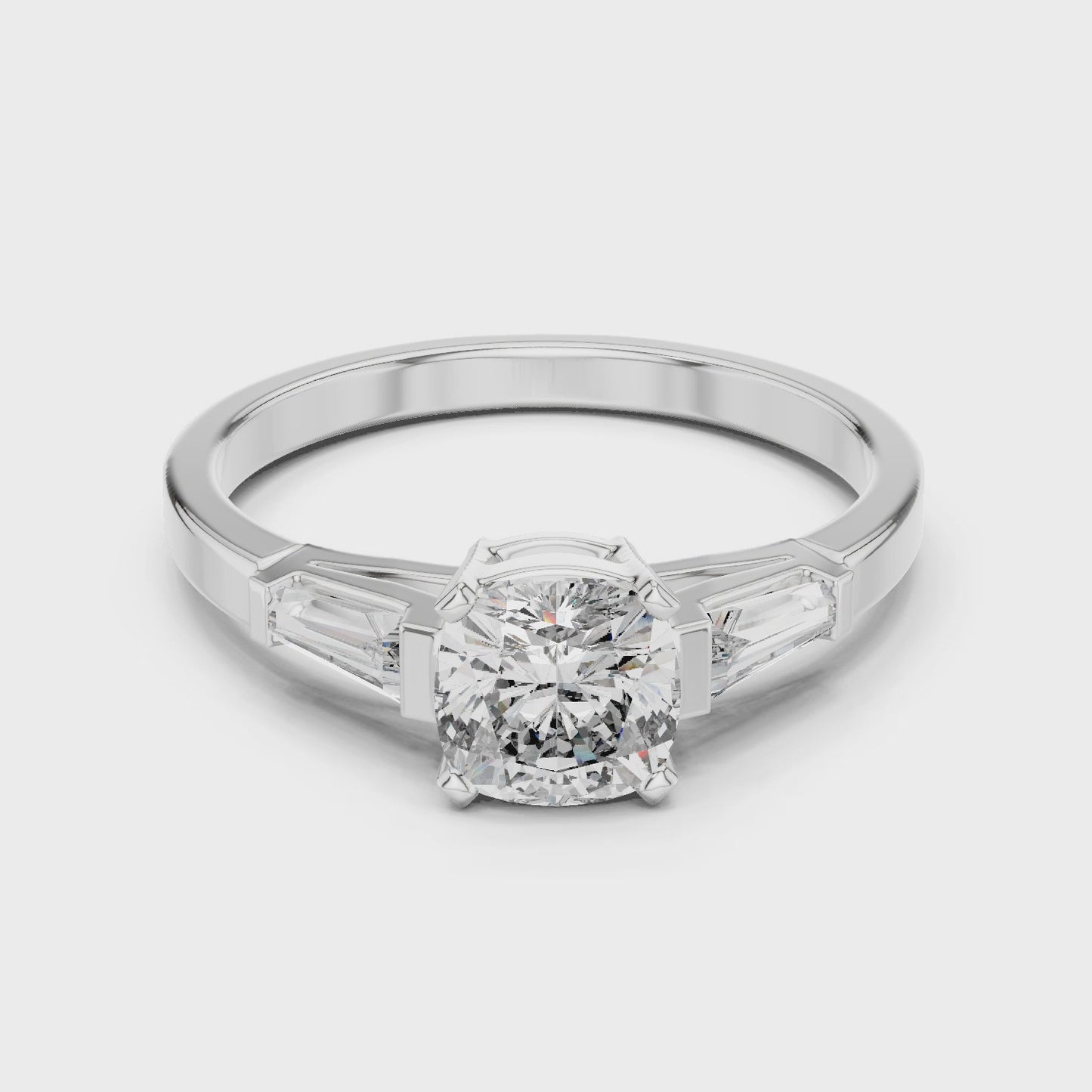 Auravue Cushion Diamond Three Stone Engagement Ring