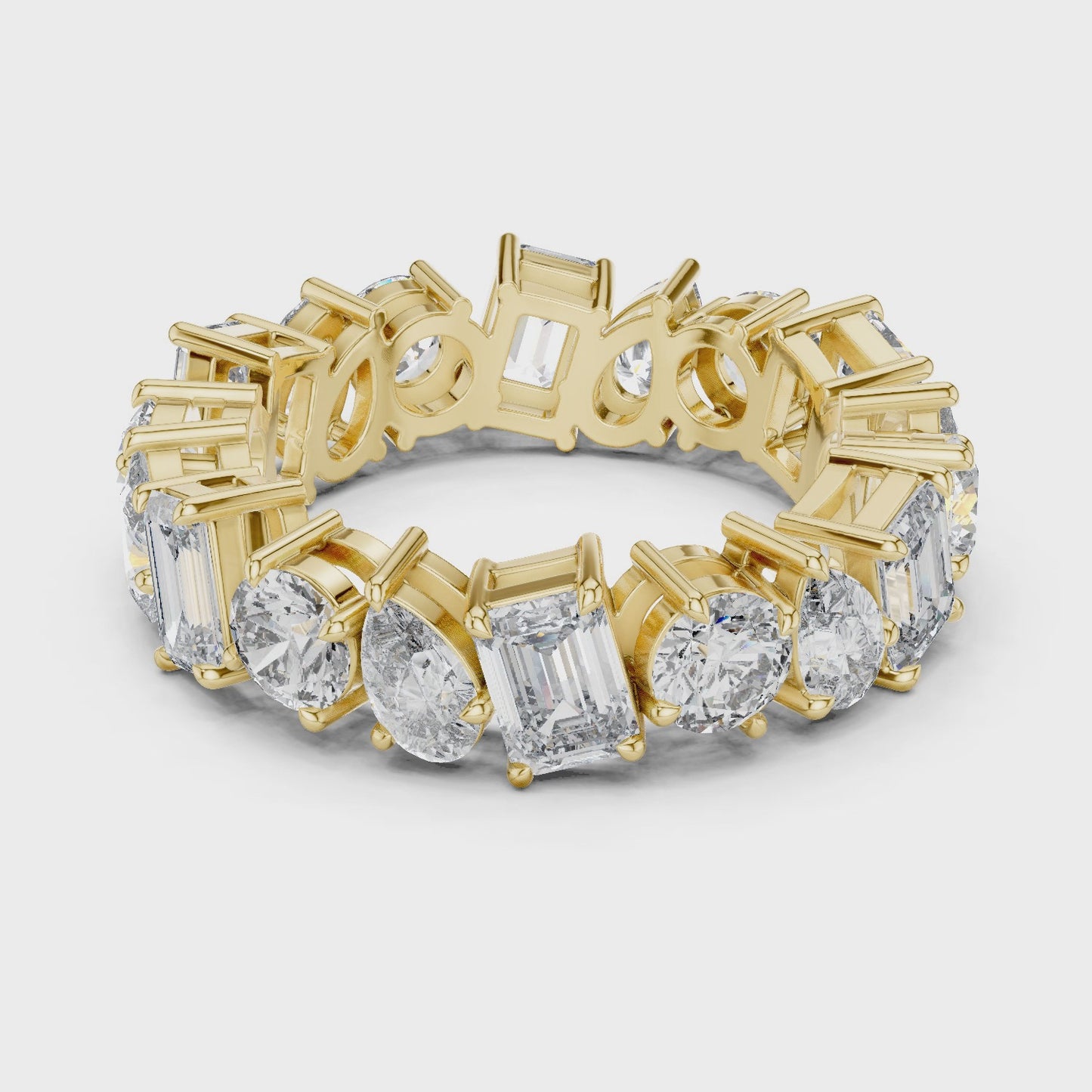 Axis Fusion Mixed Shape Diamond Eternity Band Ring