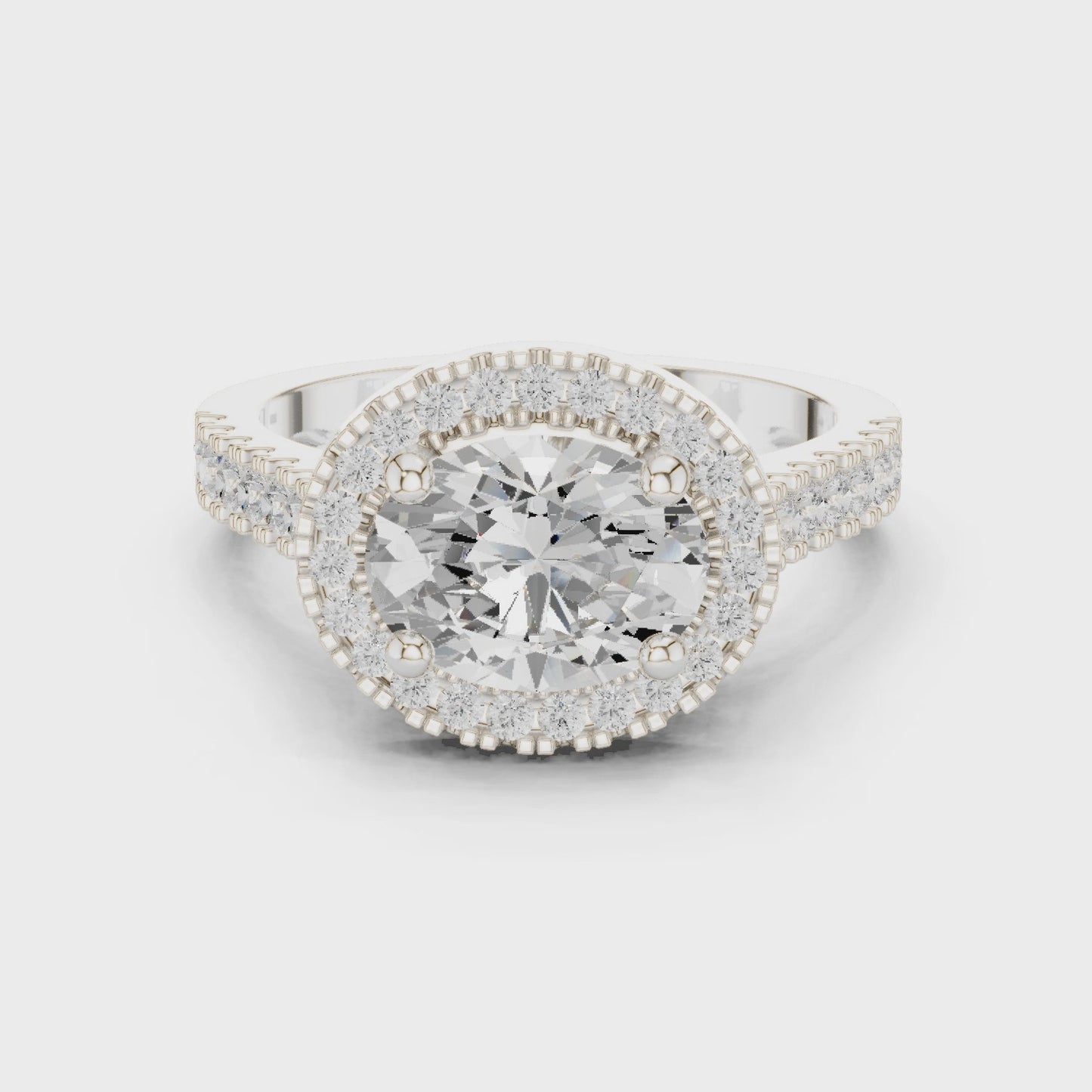 Contou Oval Halo Solitaire Engagement Ring