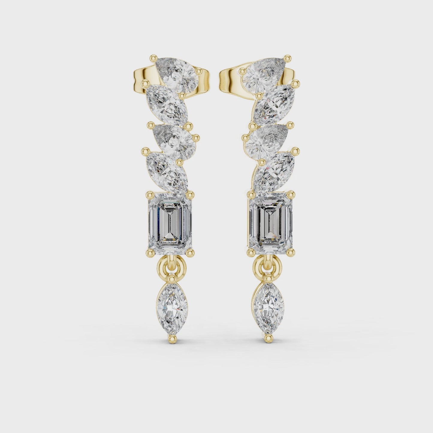 Cascade Emerald & Marquise Diamond Drop Earrings
