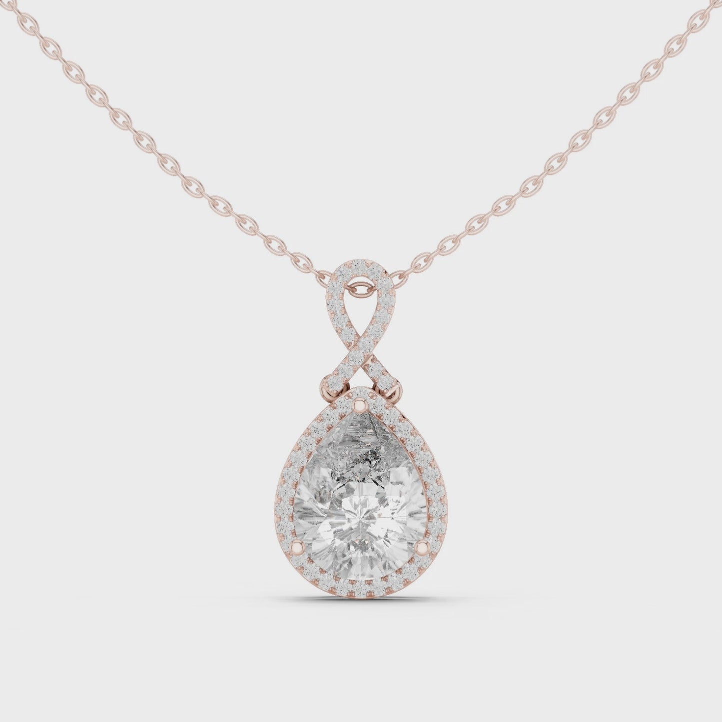 Grace Pear Diamond Halo Drop Pendant Necklace