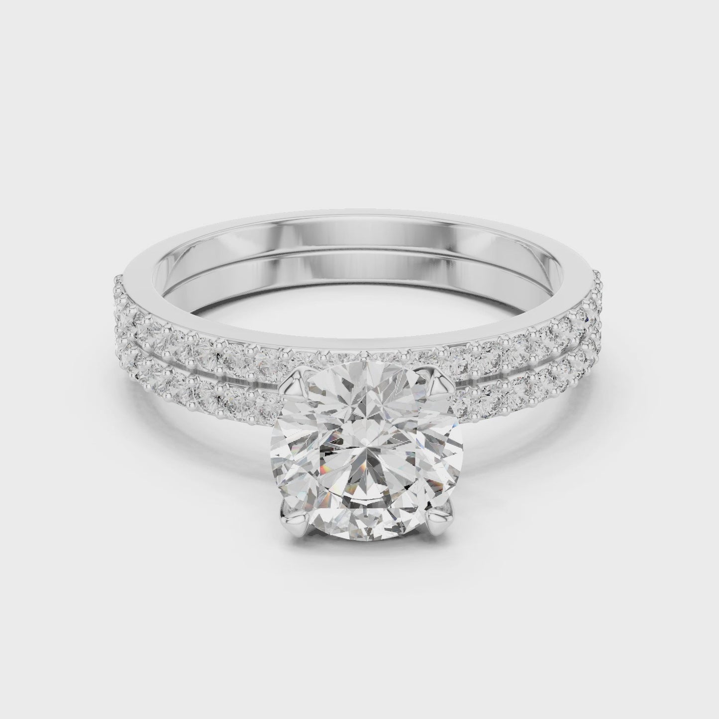 Timeless Everyday Luxury Round Diamond Solitaire Bridal Ring Set