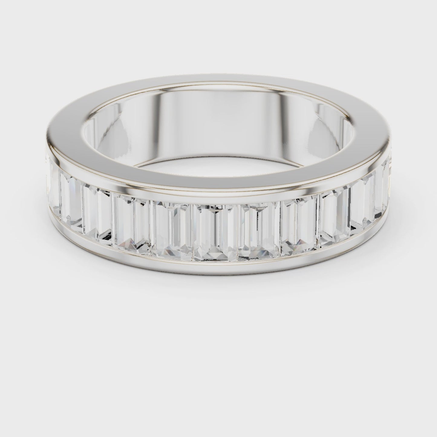 Frame Light Channel Set Emerald Cut Diamond Band Ring