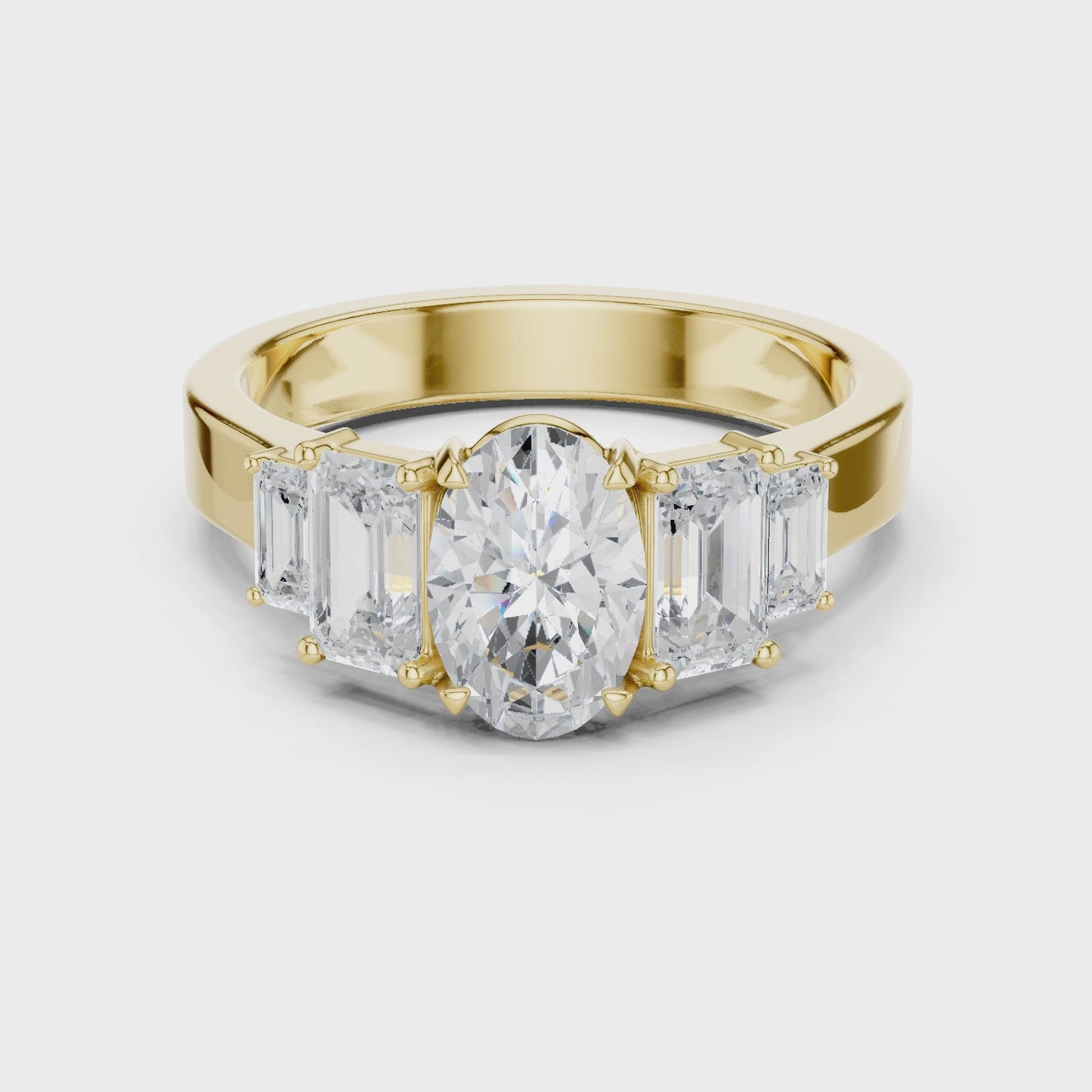 Contour Five Oval & Emerald Five Stone Diamond Ring