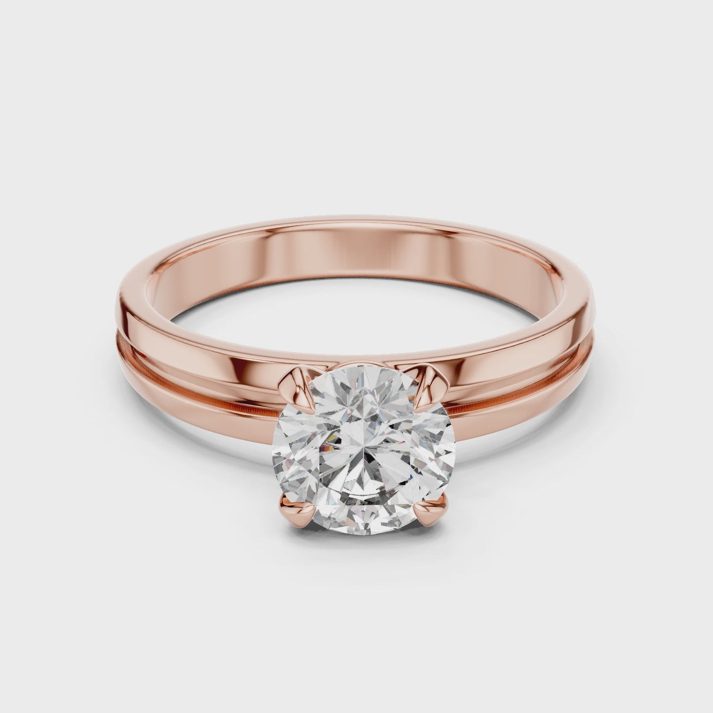 Dual Line Icon Round Solitaire Diamond Ring