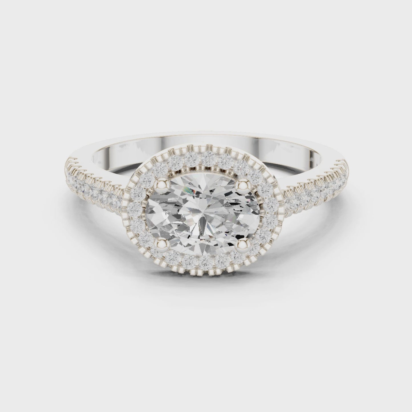 Halo Frame Oval Diamond Halo Engagement Ring