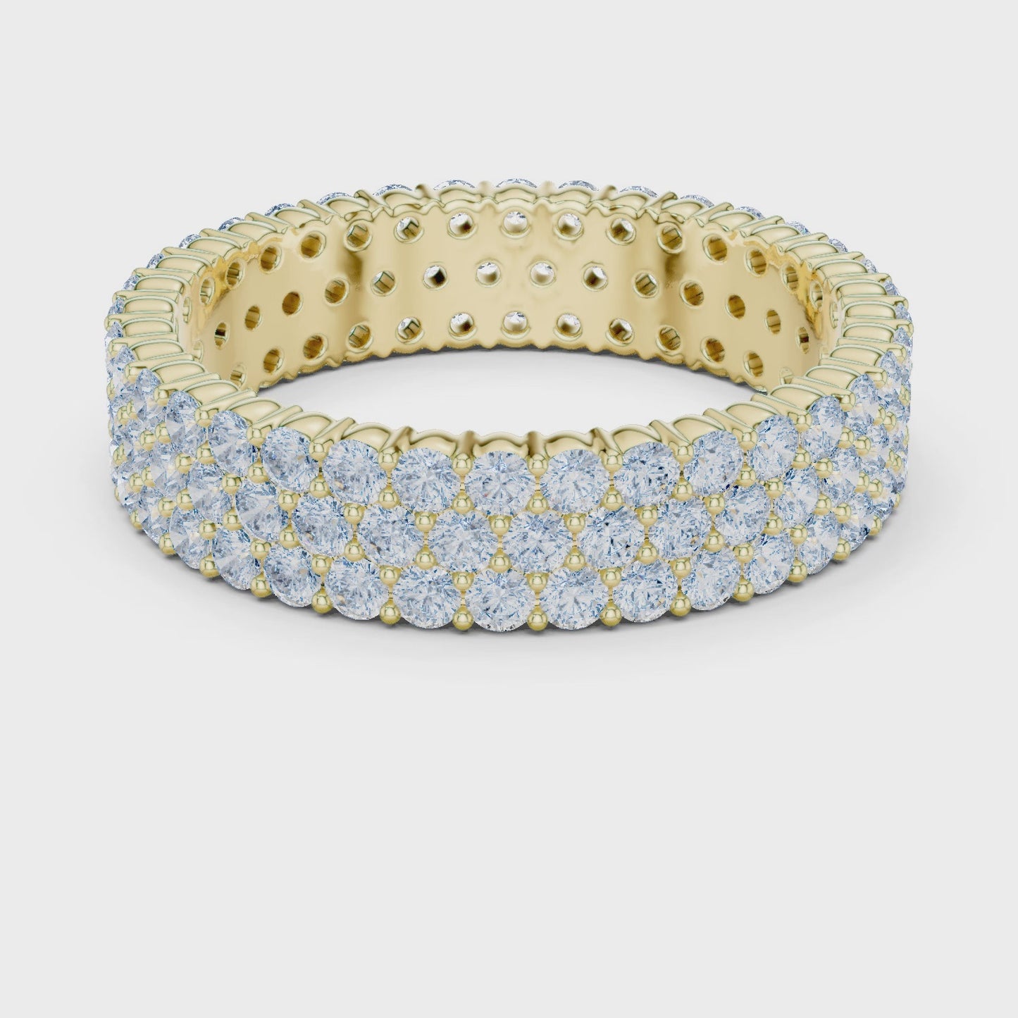 Radiant Grid Triple Row Diamond Eternity Band Ring
