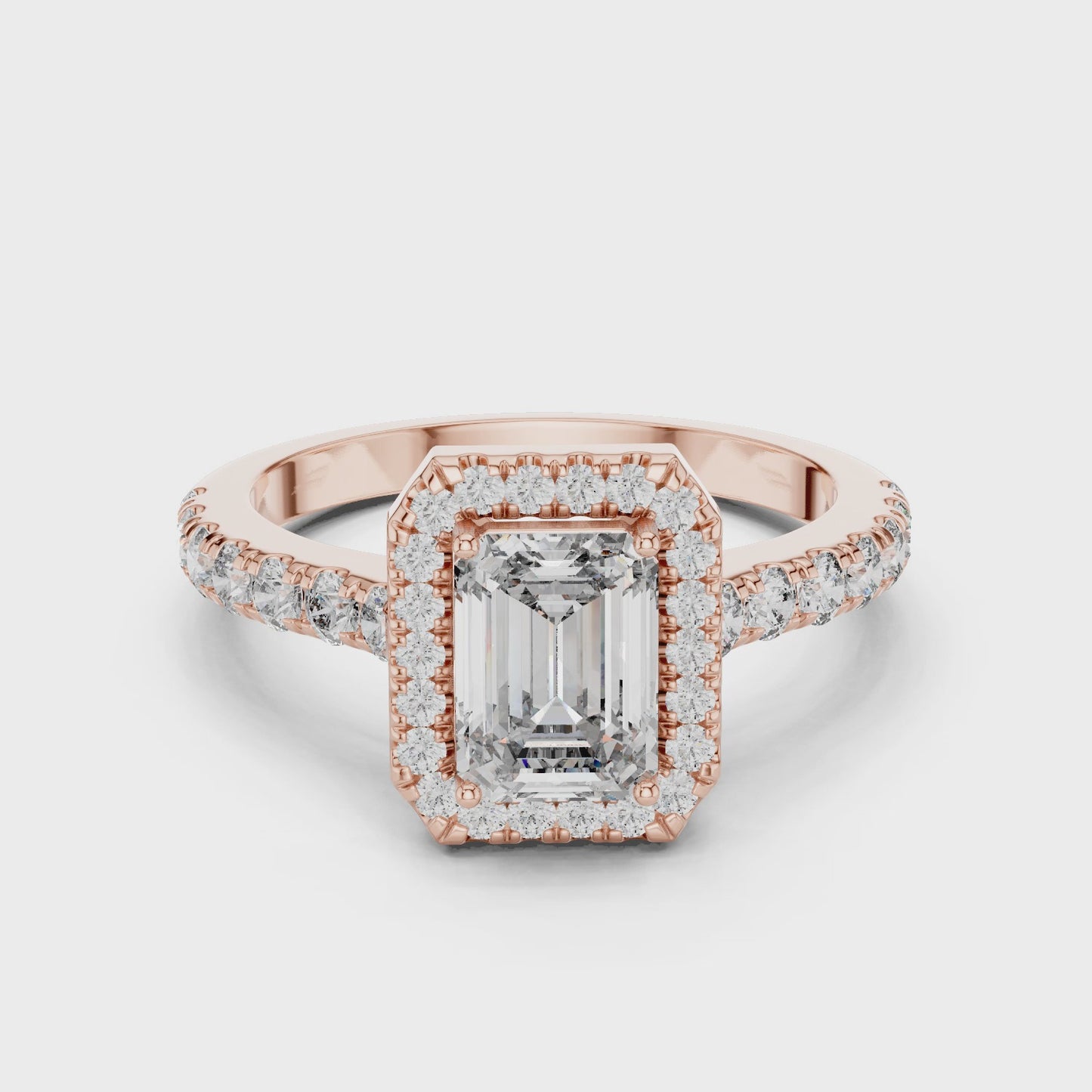 Prism Emerald Cut Halo Diamond Ring