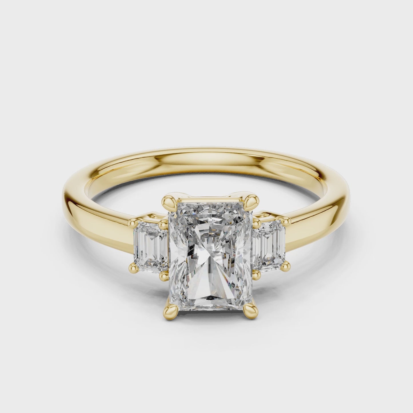 Radiant Cut Three Stone Diamond Ring