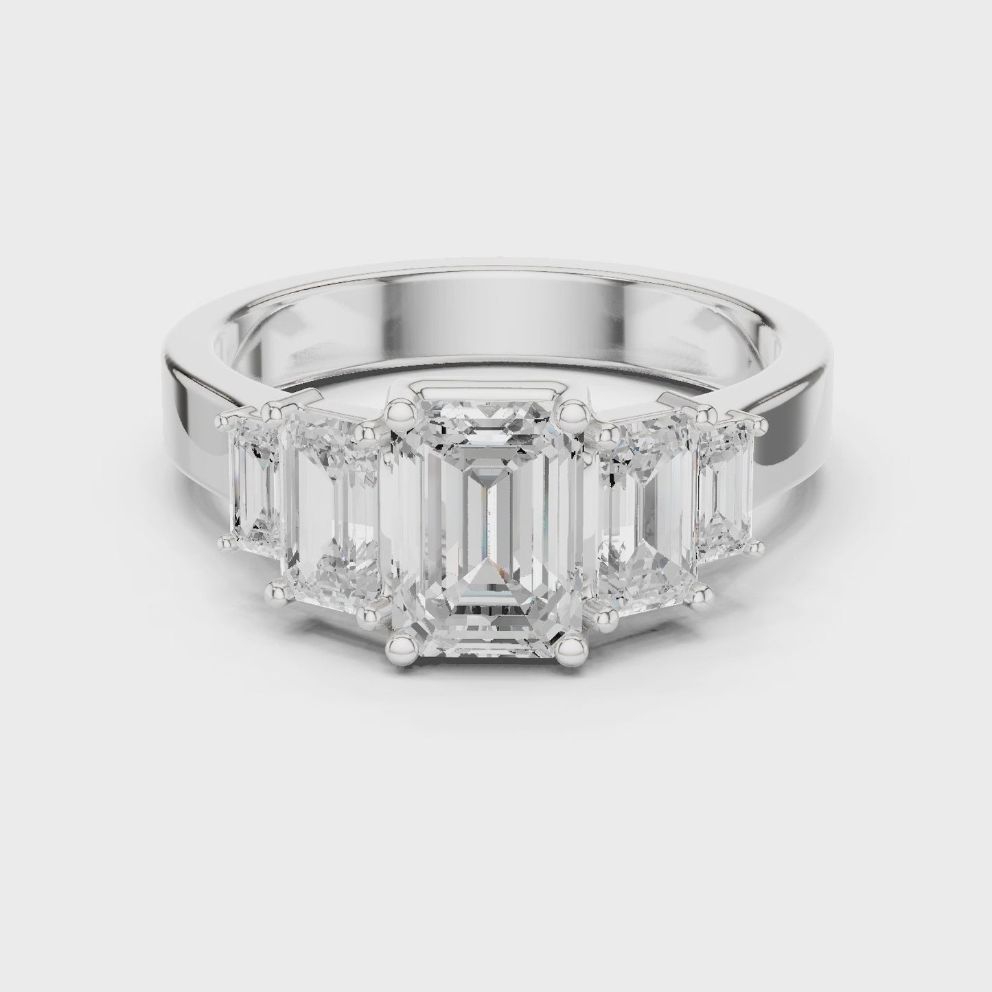 Axis Five Emerald Cut Five Stone Diamond Ring