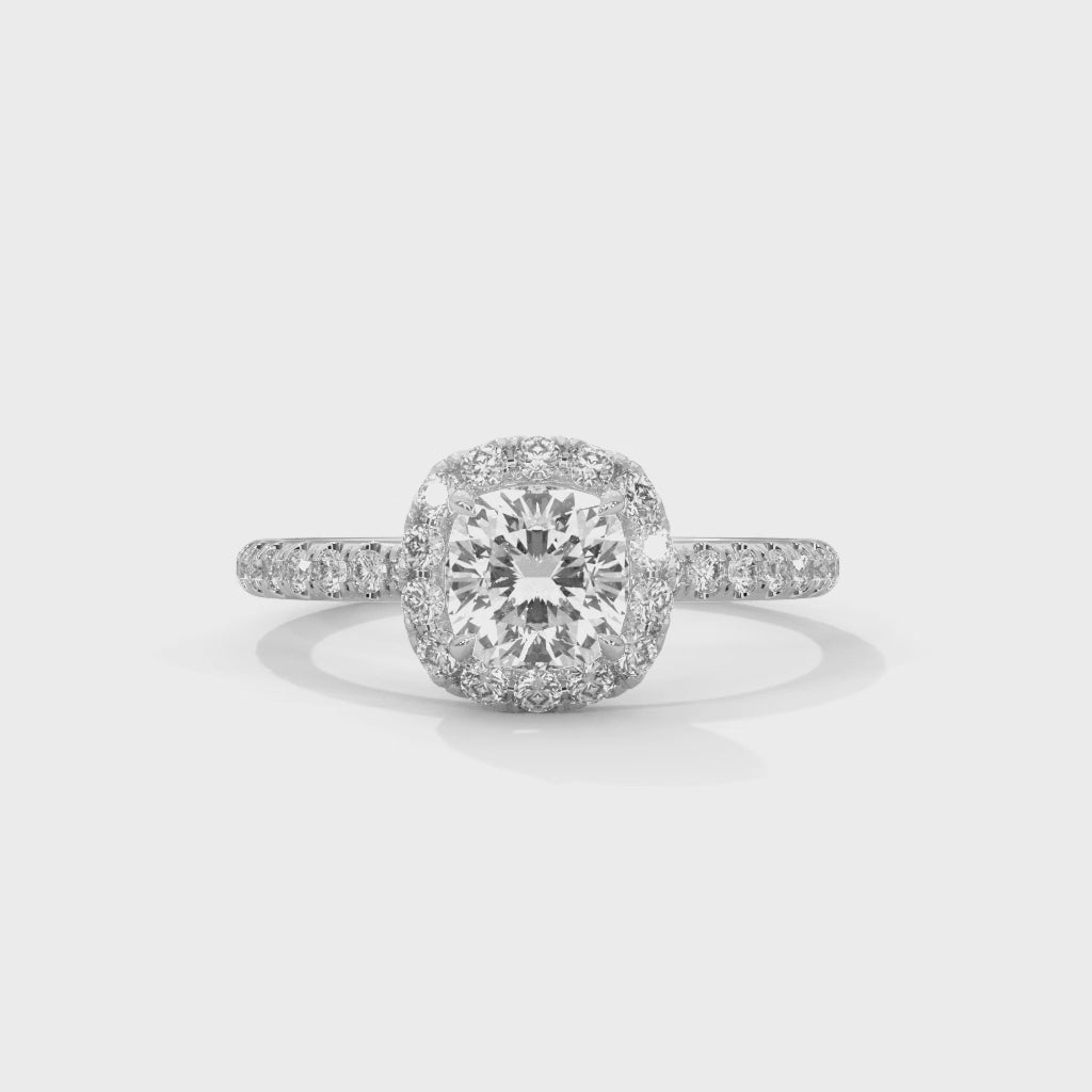 Oval Halo Diamond Ring with Pavé Band Elegant Style