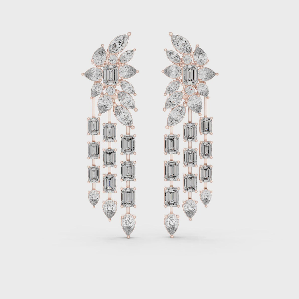 Aurielle Cascade Statement Marquise & Emerald Diamond Earrings