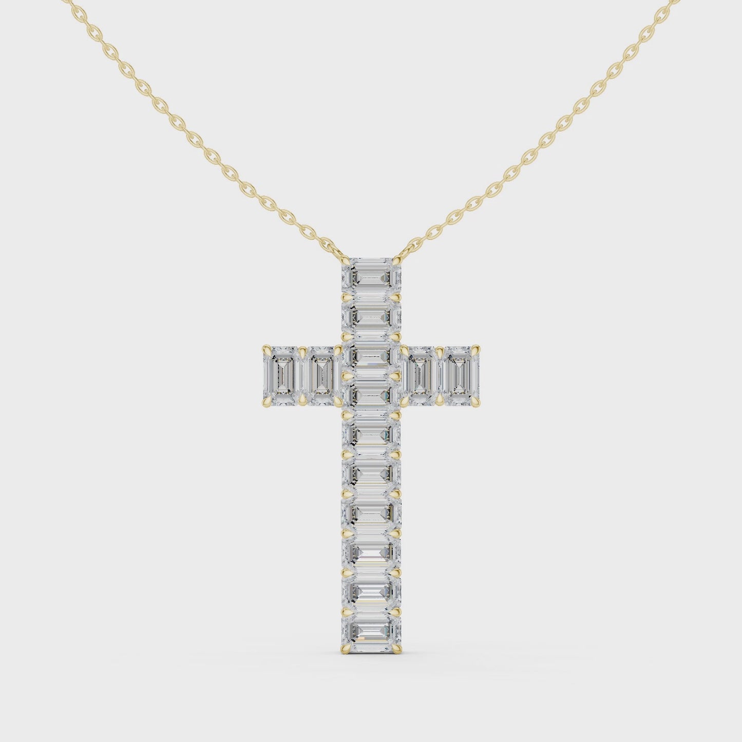 Timeless Faith & Elegance Emerald Cut Diamond Cross Pendant Necklace