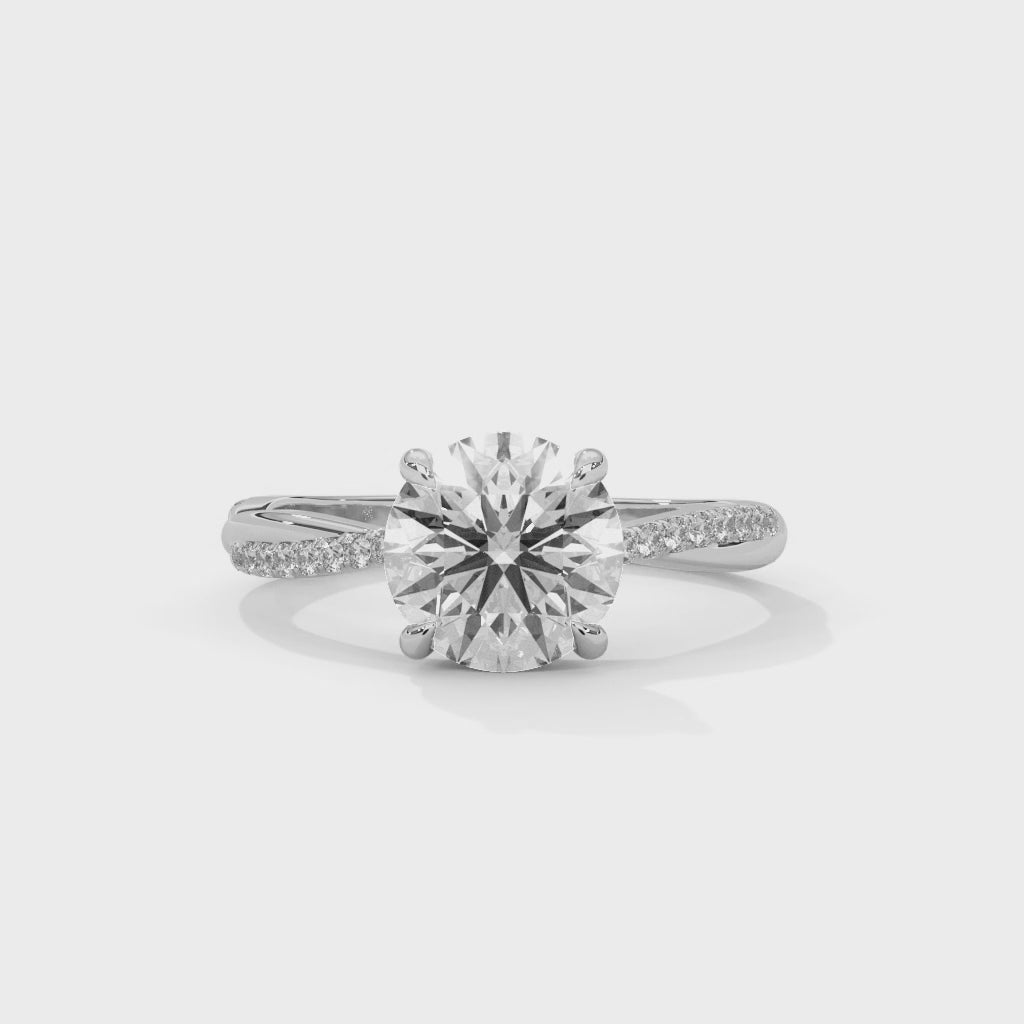 Infinity Round Brilliant Twisted Pavé Diamond Ring