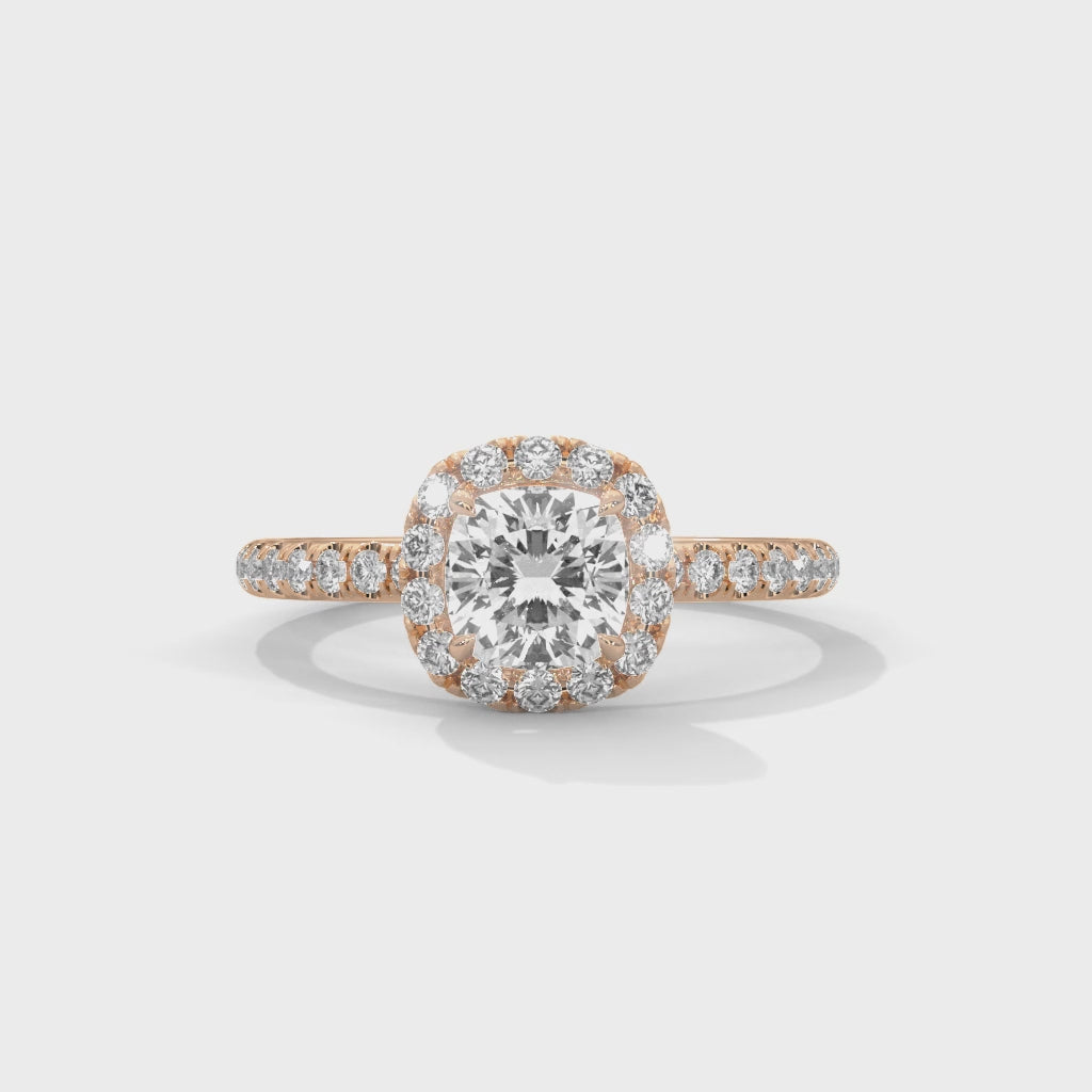 Oval Halo Diamond Ring with Pavé Band Elegant Style