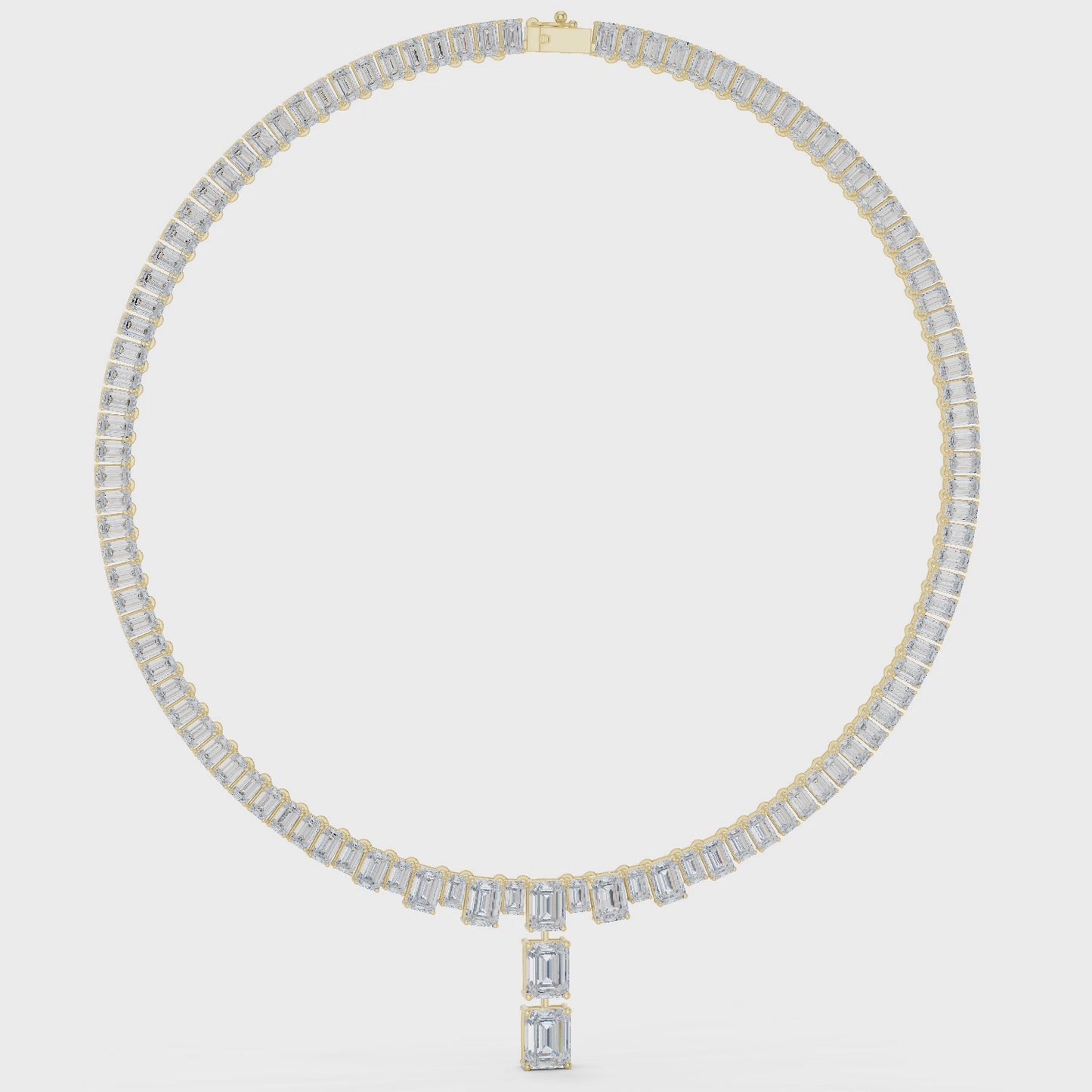 Elegant Everyday Luxury Emerald Cut Diamond Tennis Necklace
