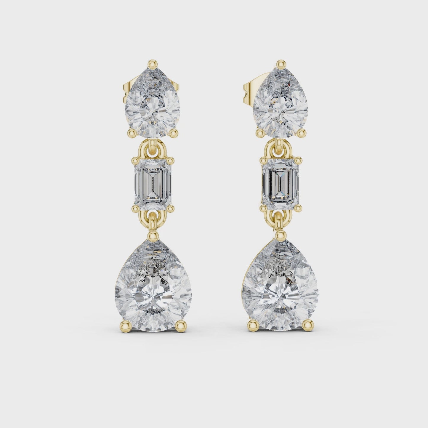 Celestia Grace Pear & Emerald Diamond Drop Earrings