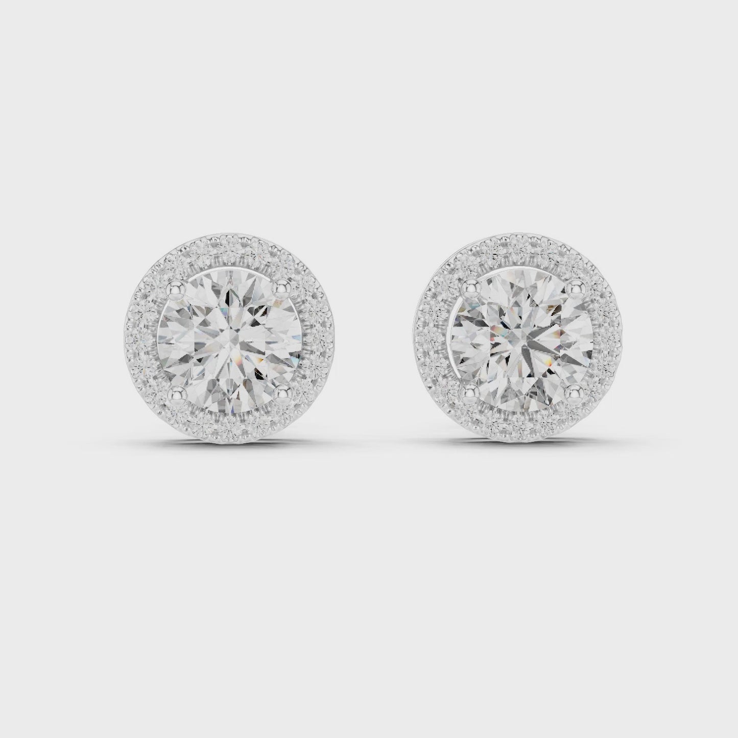 Celeste Halo Round Diamond Stud Earrings