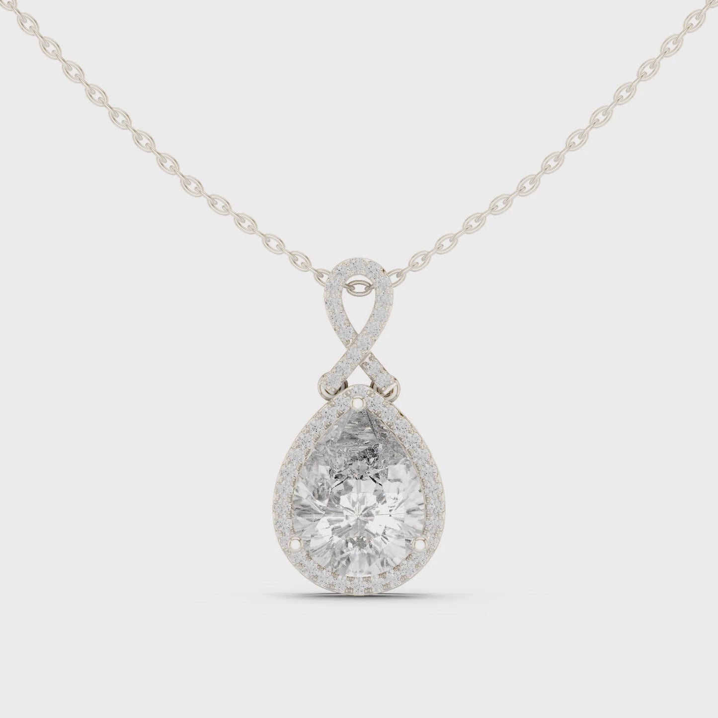 Grace Pear Diamond Halo Drop Pendant Necklace