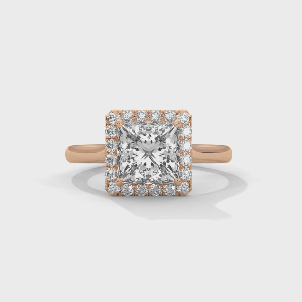 Lumière Crest Halo Ring Princess Cut Diamond Ring