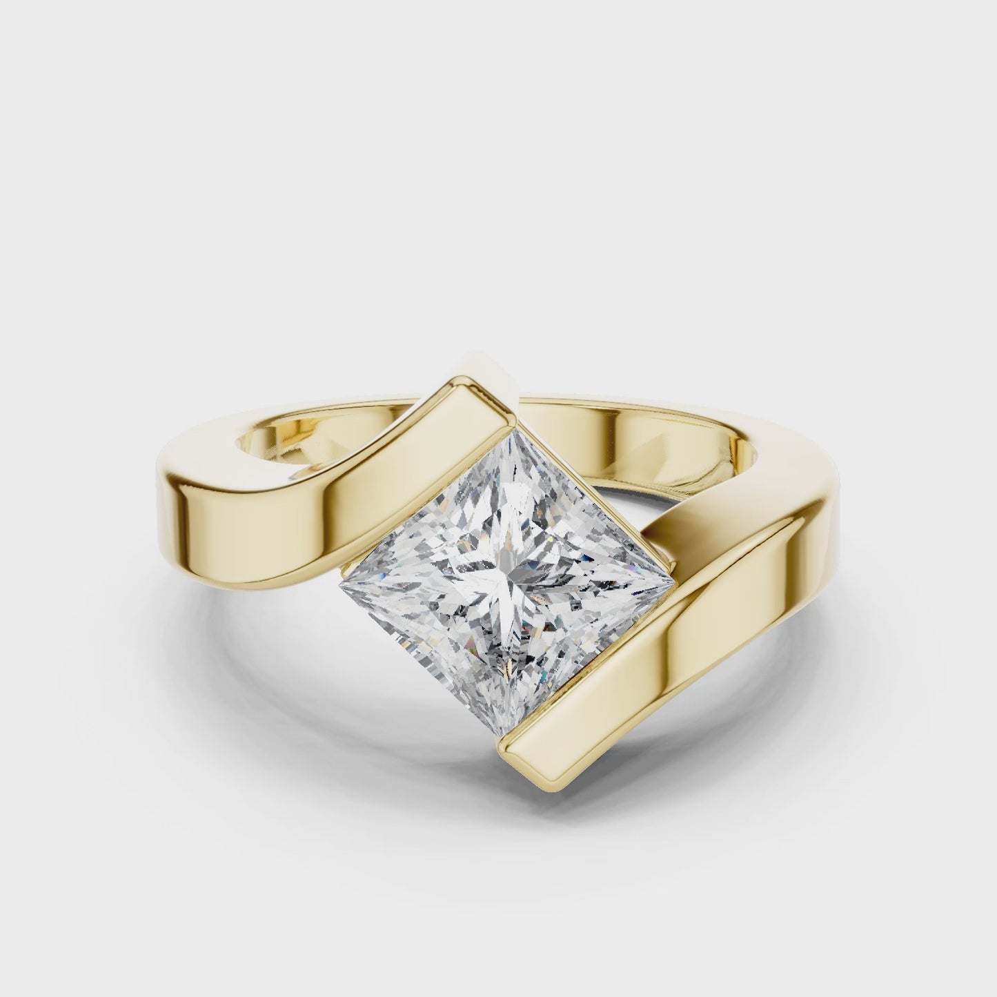 Flow Princess Cut Solitaire Bypass Engagement Ring