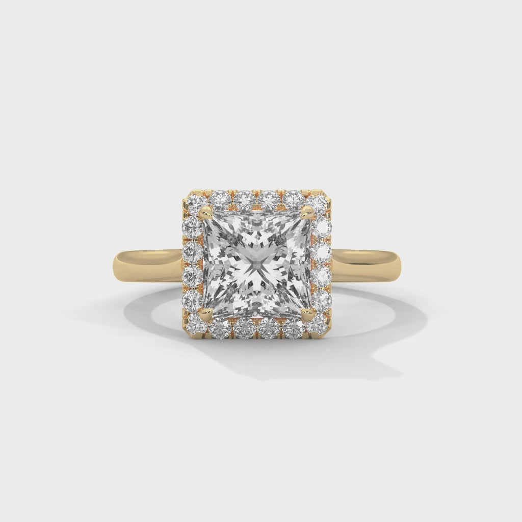 Lumière Crest Halo Ring Princess Cut Diamond Ring