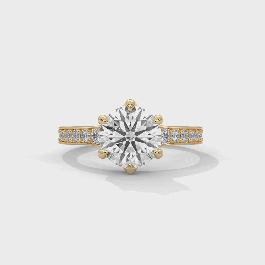 Eternal Brilliance Round Diamond Solitaire Ring with Pavé Band