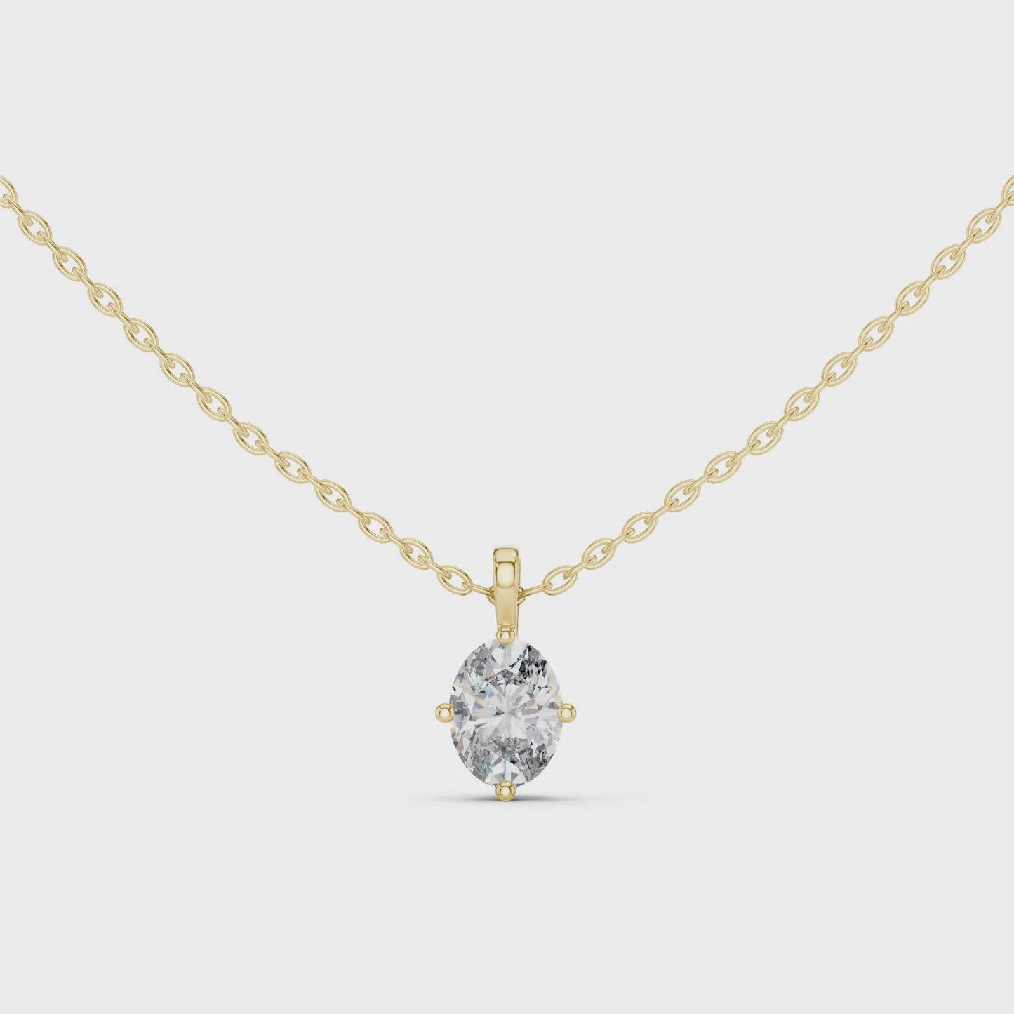 Timeless Everyday Elegance Oval Solitaire Diamond Pendant Necklace