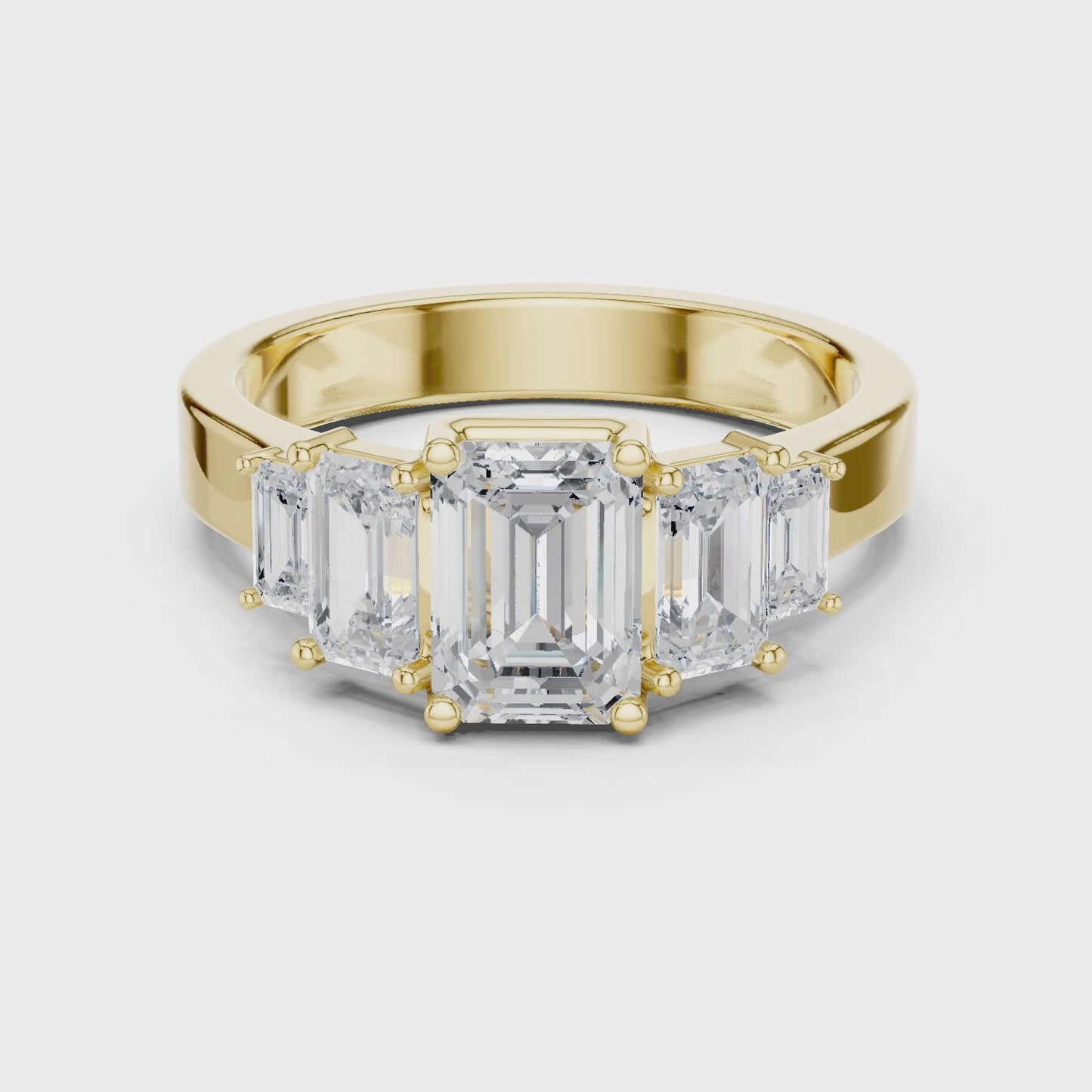 Axis Five Emerald Cut Five Stone Diamond Ring