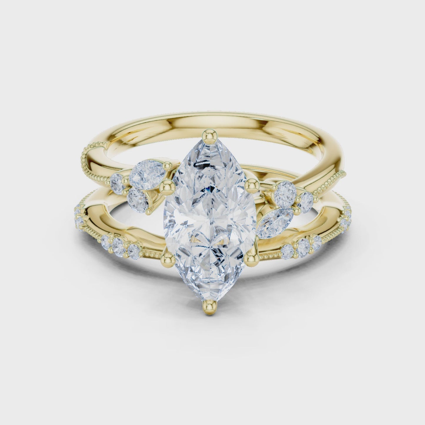 Vantage Marquise Diamond Bridal Ring Set