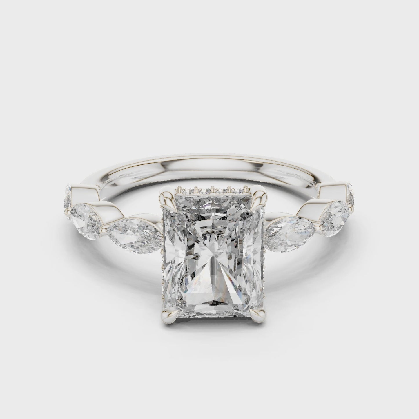 Avelisse Radiant Cut Floral Accent Ring