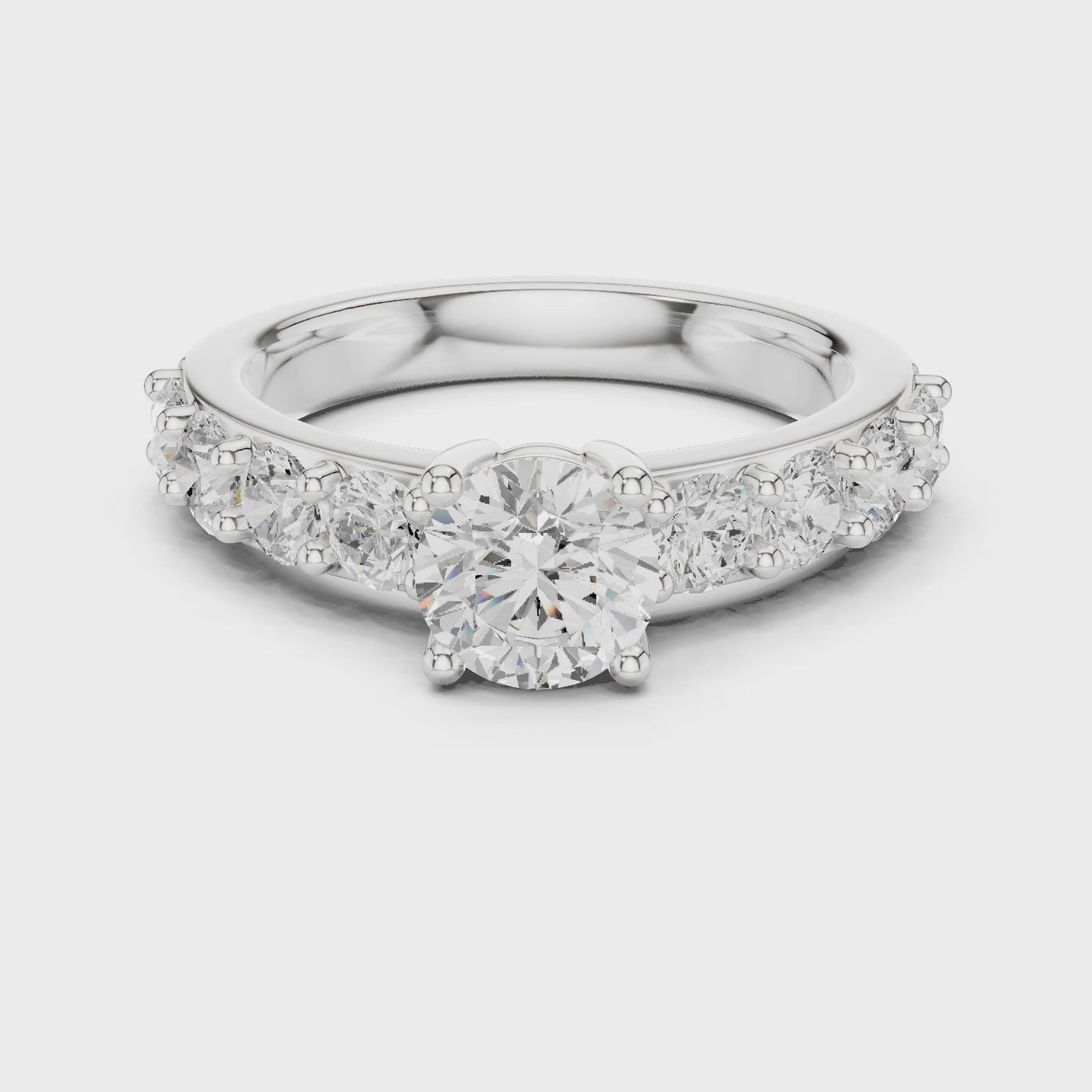 Lumen Crest Round Diamond Shared Prong Solitaire Ring