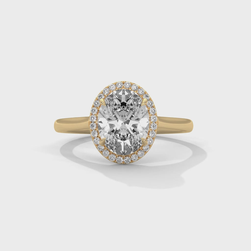 Luxury Oval Halo Engagement Ring with Hidden Halo Accent