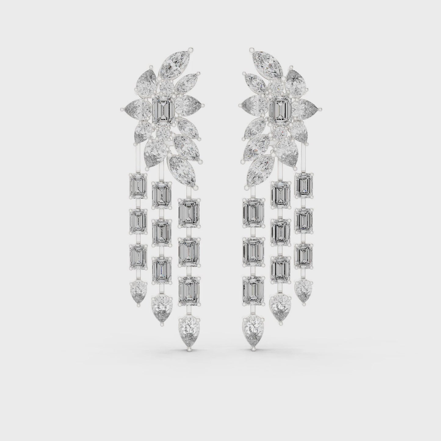 Aurielle Cascade Statement Marquise & Emerald Diamond Earrings