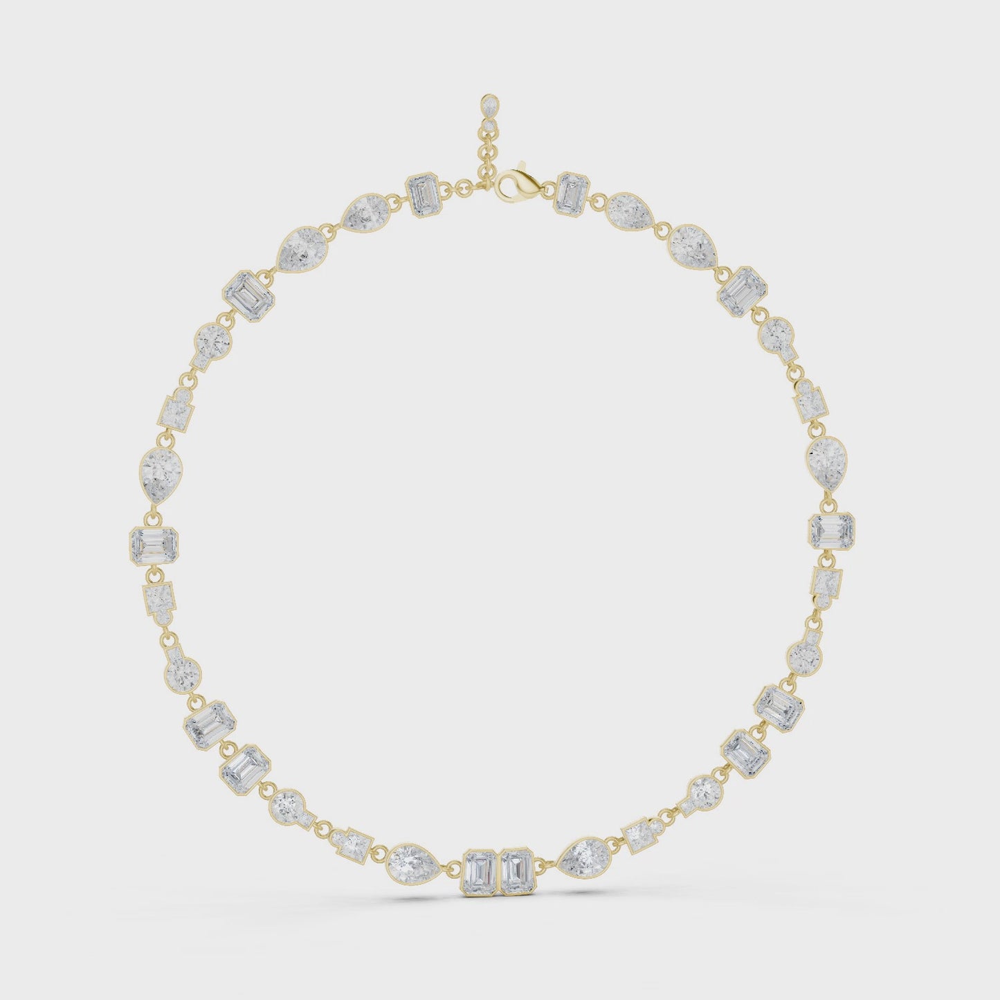 Bold Everyday Luxury Statement Mixed Shape Diamond Tennis Necklace