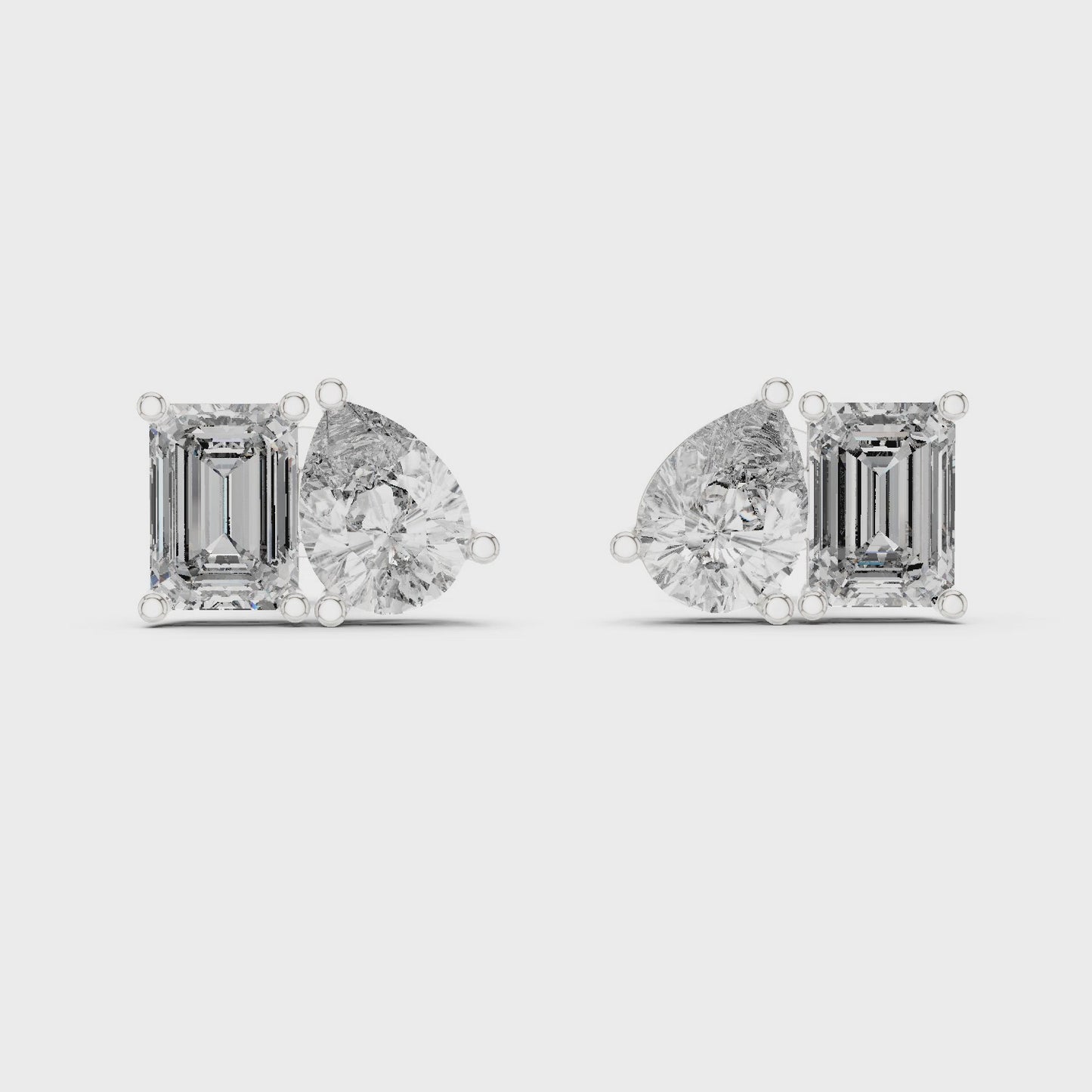 Verelle Emerald & Pear Diamond Duo Stud Earrings